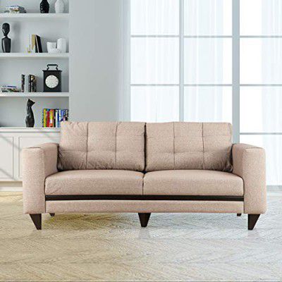 HomeTown Garcia Fabric Three Seater Sofa in Brown Colour