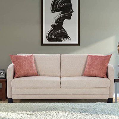 HomeTown Grace Fabric Three Seater Sofa in Beige Colour