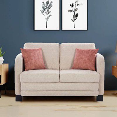 HomeTown Grace Fabric Two Seater Sofa in Beige Colour