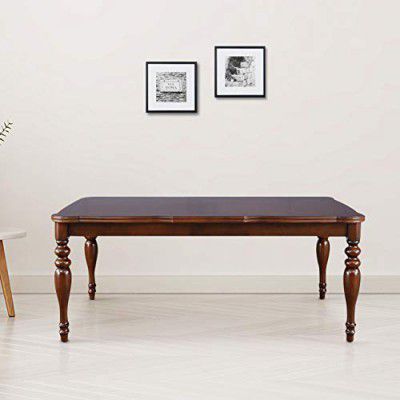 HomeTown Hubert Solid Wood Eight Seater Dining Table in Dark Brown Colour