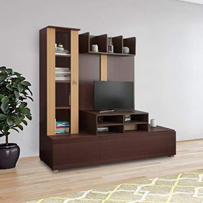 HomeTown Hugo Engineered Wood TV Unit for Living Room - (Walnut and Teak Color)