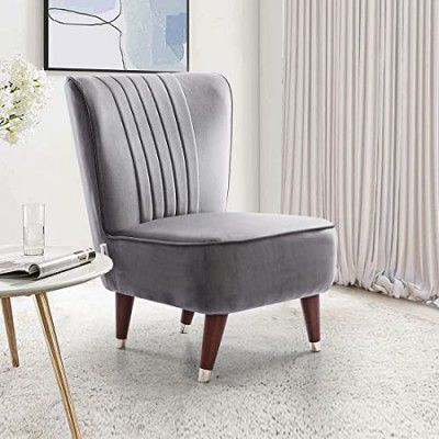 HomeTown Jane Velvet Accent Chair in Dark Grey Colour