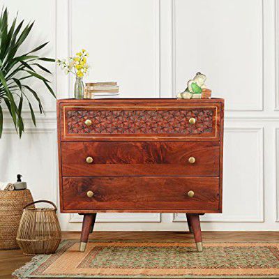 HomeTown Phoolkari Chest of Drawers in Honey Finish Colour