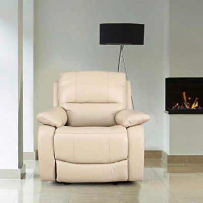 HomeTown William Half Leather Single Seater Recliner in Beige Colour