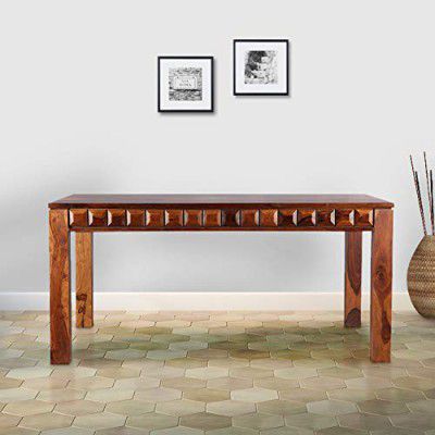 HomeTown Woodrow Solid Wood Six Seater Dining Table in Honey Colour