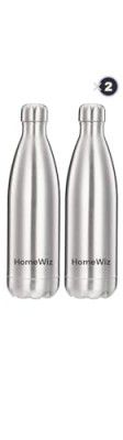 HomeWiz Stainless Steel Insulated 24 Hours Hot or Cold Bottle Flask, 1000 ml, Silver (Pack of 2)