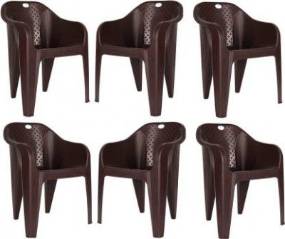 HOMIBOSS outdoor & home chairs set of 6 Plastic Living Room Chair  (Finish Color - Brown, Pre-assembled)