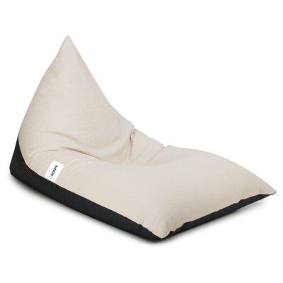 hoopy Triangle Leatherette Jumbo Bean Bag Cover (Without Beans)_Cream and Black