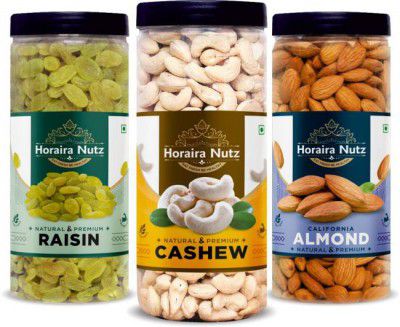 Horaira Nutz Premium Dry fruits Combo Pack 750gm-(Kismis 250g,Raw Kaju 250g,Plain Badam 250g) Raisins, Cashews, Almonds  (3 x 0.25 g)