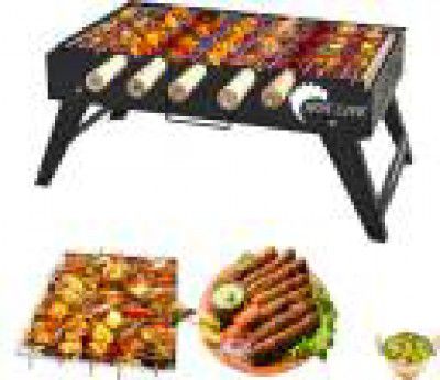 HOT LIFE Table Style Folding Compact Picnic Barbeque Grill,Tandoor with 5 Skewer, Charcoal Grill