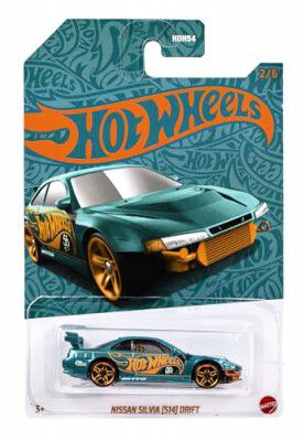 Hot Wheels 1:64 Scale Die-Cast Vehicle Nissan Silvia (S14) - Drift with Turquoise- & Copper-Colored Deco to Celebrate HW 56th Anniversary