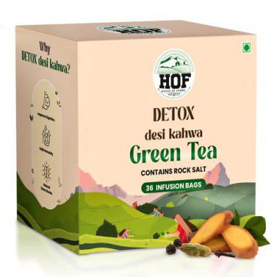 House Of Farms Detox Green Tea- Desi Kahwa (36 Tea Bags) | Contains Rock Salt | 36 Individually Tea Bags | Made with Natural Ingredients | Helps Cleanse | Immunity Booster | Cold Relief