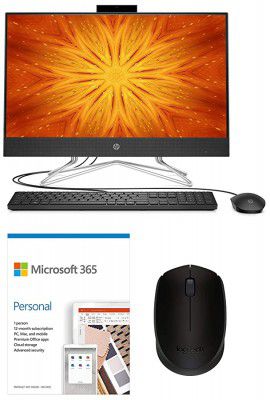 HP 22-dd0201in + Wireless Mouse + Microsoft 365 Personal All-in-One 22 inches FHD Desktop 