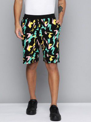 HRX by Hrithik Roshan Men Black Printed Cotton Sports Shorts