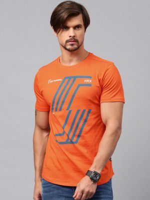 HRX by Hrithik Roshan Men Orange Printed T-shirt