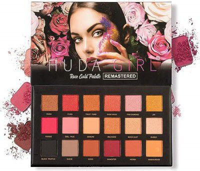 HUDA GIRL BEAUTY 18 Shades Rose Gold Edition Eyeshadow Palette with Mirror - Shimmer, and Matte Eye Shadow | Including Mars Colors and Black Shade