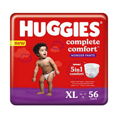 Huggies Complete Comfort Wonder Pants Extra Large (XL) Size Baby Diaper Pants, 56 count, with 5 in 1 Comfort