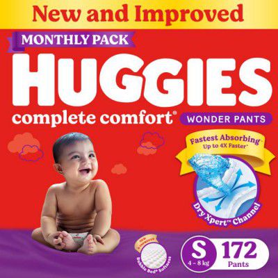 Huggies Complete Comfort Wonder Pants, Indias Fastest Absorbing Diaper - S  (172 Pieces)