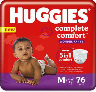 Huggies Complete Comfort Wonder Pants, Indias Fastest Absorbing Diaper | - M  (76 Pieces)