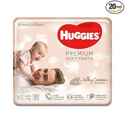 Huggies Premium Soft Pants, Extra Small / New Born (XS / NB) size diaper pants, 90 count