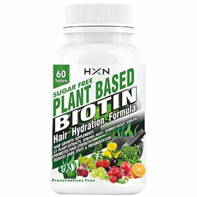 HXN Biotin Tablets For Hair Growth With 10000mcg Powder Plant-Based Supplements, DHT Blocker To Reduce Hair Loss, Fall, Dry Scalp, And Dandruff Control Supplement  Women-60 Tablet (Pack1).