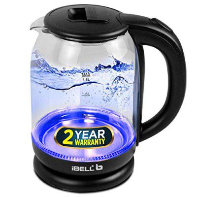 iBELL GEKC18LPLUS Electric Kettle, Glass Kettle, 1500 Watt, 1.8 Ltrs,