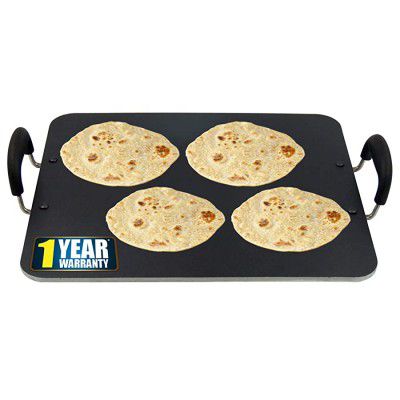 iBELL PT3833 Non Stick Tawa , Dosa Roti Chapati Pathiri Tawa, Large Rectangular Aluminium Body, 38cm x 33cm with 4mm Thickness (Black)