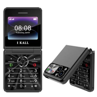 IKALL A3 Flip Mobile Keypad Feature Phone (Black)