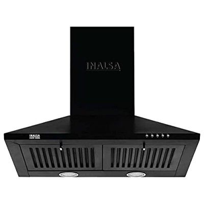 INALSA EKON 60BK 1050 m³/hr Pyramid Kitchen Chimney With Elegant Look|Push Button Control|Efficient Dual LED Lamps & Double Baffle Filter|5 Year Warranty on Motor (Black)