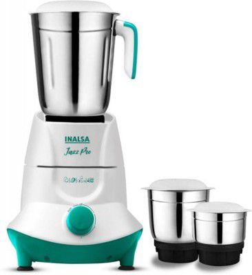 Inalsa Jazz Pro 550 Mixer Grinder (3 Jars, White, Green)