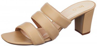 Inc.5 Women Beige Block Heel Thong Sandal