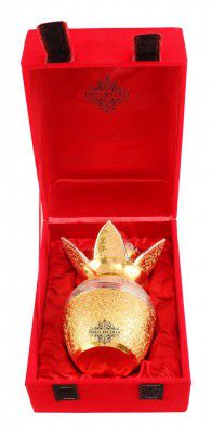 INDIAN ART VILLA Silver Plated Gold Polished Shri Ram Designer Mangal Kalash with Coconut, Poojan Temple Home Decorative Gift Item, 6 Inch