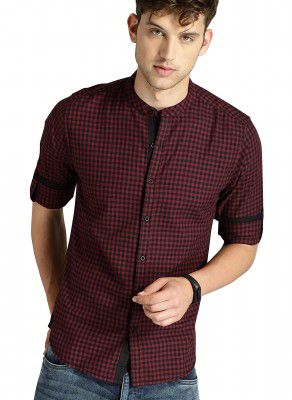 IndoPrimo Mens Cotton Casual Checks Shirt for Men Full Sleeves