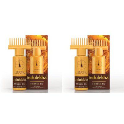 Indulekha Bringha, Ayurvedic Hair Oil, 50ml, for Hair Fall Control, with Amla & Coconut Oil, with Comb Applicator (Pack of 2)