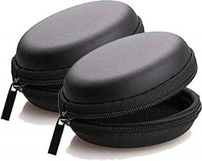 Inefable® Earphone Headphone Case Pouch Cover Carrying Case for Earphones, Headset, Pen Drives, SD Cards, All Mobile Accessories (Black) (Pack of 2)