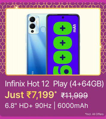 Infinix HOT 12 Play (64GB 4GB RAM) @ ₹7199