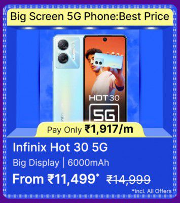 Infinix Hot 30 5G @ ₹11,499/- on Flipkart's Big Billion Days Sale