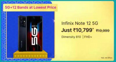 Infinix Note 12 5G (64 GB) @ ₹10,799 on Flipkart Big Billion Days Sale