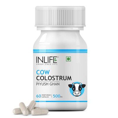 INLIFE Colostrum Supplement, 500mg (60 Vegetarian Capsules) (Pack of 1, 60)