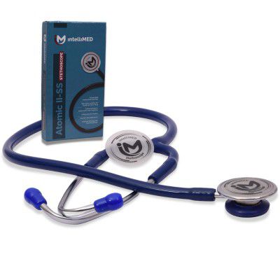 intelliMED Atomic II-SS Stethoscope, 5 Year Warranty, (Cobalt Blue) Stainless steel stethoscope for doctors and medical students