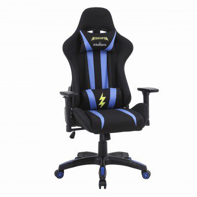 INTERCEPTOR Gaming Chair Ergonomic Design with Premium Fabric, Adjustable Neck & Lumbar Pillow, 3D Adjustable Armrests, Mesh Fabric - Blue