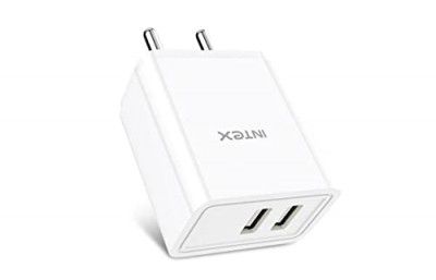 Intex Bolt Quick 3.4A Dual Port 17W Fast Charger Adapter, Light Indicator with 1M Type-C Cable for All iOS & Android Devices