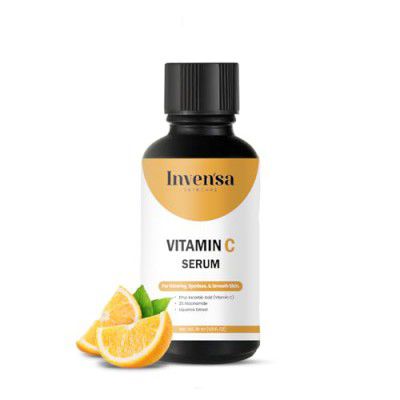 Invensa Vitamin C Face Serum For Glowing Skin, 2% Niacinamide, Facial Brightening, Pigmentation, Sun Damage, Anti Aging Skin Repair, Reduce Dark Spots, Fine Lines & Wrinkles For Men & Women - 30 Ml