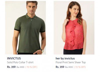 INVICTUS Men's & Women's Clothing , Accessories Upto 80% Off