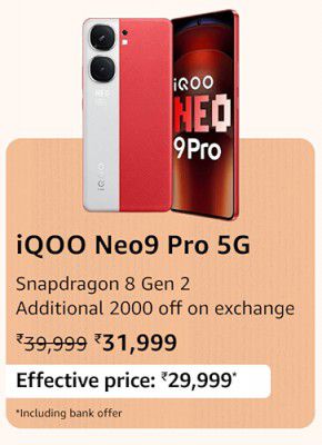 iQOO Neo9 Pro 5G @ ₹29,999 during Prime Day Sale