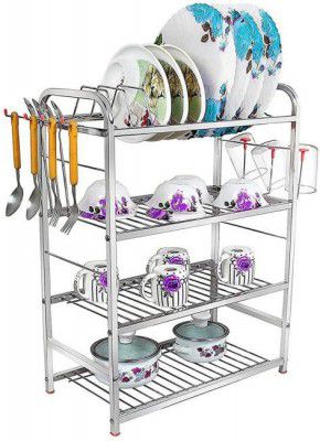 Wall Mount Kitchen Dish Rack Plate Cutlery Stand Steel Kitchen Rack Utensil Kitchen  Rack (Steel)