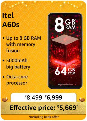 Itel A60s @ ₹5,669/- During Big Billion Days Sale