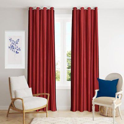 IVAZA Premium Royal Solid Polyester Window Curtains,Window Curtains 5 feet Set of 1 (Maroon)