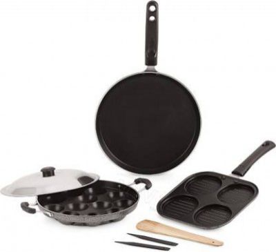 iVBOX ® Eco-DAU Non-Stick Kitchen Gift Set- Dosa Tawa Appam Maker and Grill Uttapam Pan Cookware Set  (Aluminium 4 - Piece)