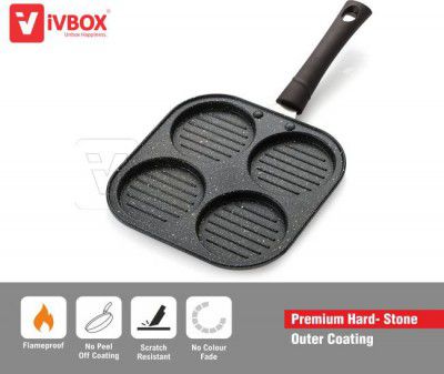 iVBOX Non Stick 4 Cavity Hard stone Outer Coating Uthappam Maker/Appam Patra NA Pan 18 cm diameter 0.9 L capacity